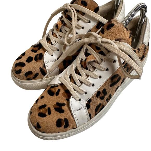 Myra Bag Sz 7.5 38 Leopard Hairon Leather Platform Sneakers Casual Mob Wife Fur - Picture 8 of 15